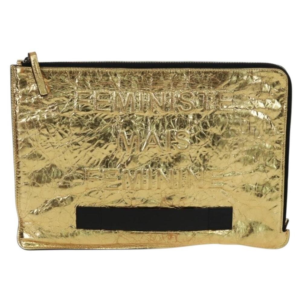 Chanel Leather Clutch Bag Gold